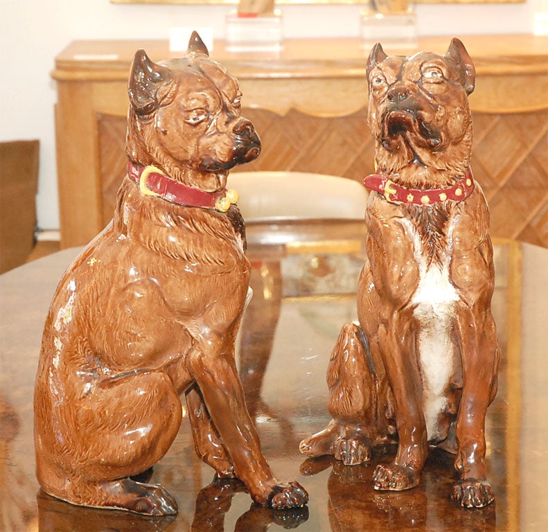 Pair of fire porcelaine glaze over earthenware Boxers