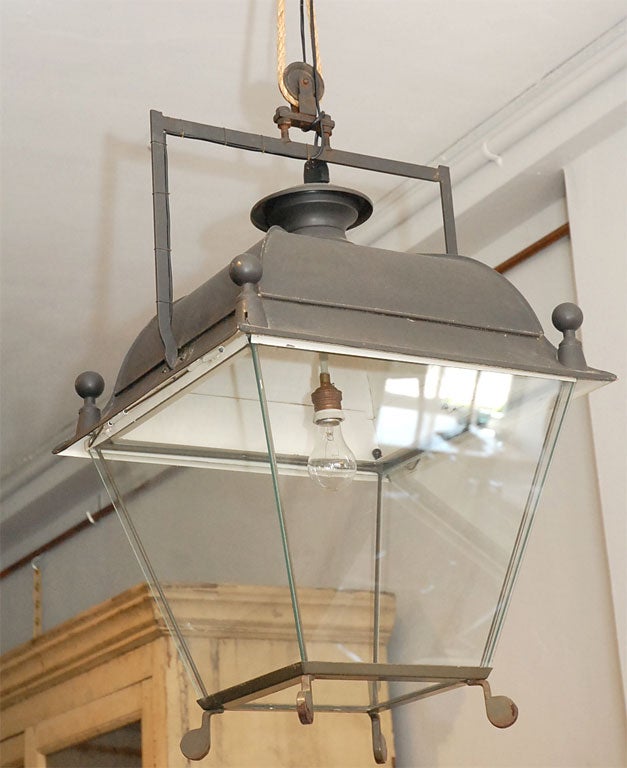 Pair of large square French lanterns
