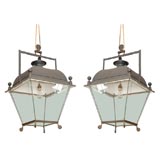 Vintage Pair of large square French lanterns