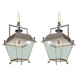 Pair of large square French lanterns