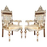 Pair of Levantine Shell Inlaid Armchairs