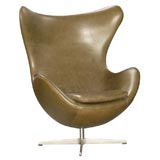 Arne Jacobsen Egg Chair in Green Leather