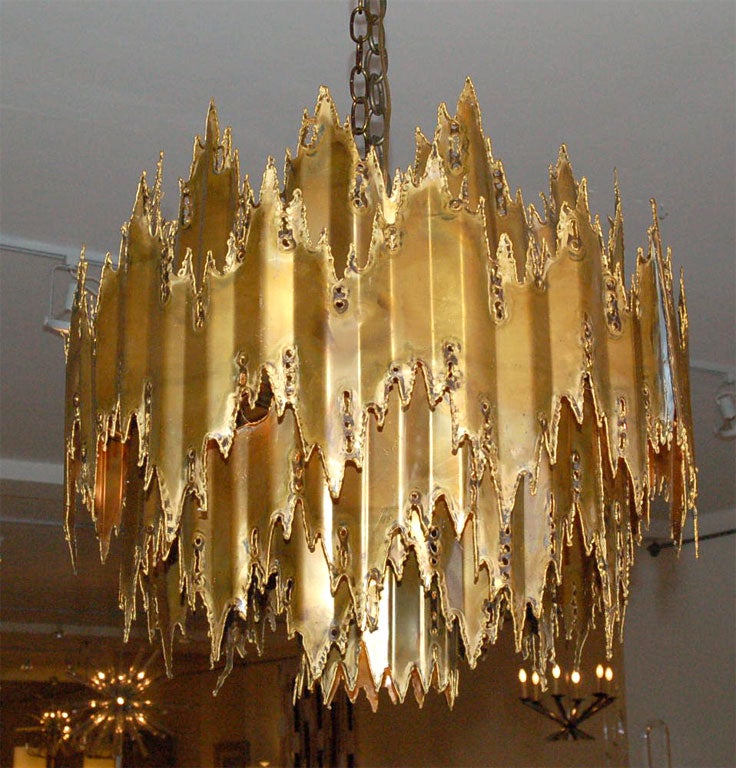 Brutalist chandelier attributed to Harry Weese.  ***Contact/Shipping Information: AOL (American Online) users may experience difficulties sending emails to us or receiving emails from us. If you have made an inquiry to us and have not received a