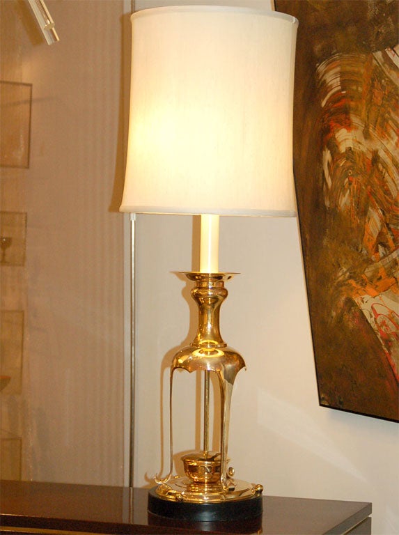 Brass Pair of Lamps in the Style of James Mont