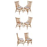 Set of Six French Rattan Dining Chairs