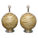 PAIR OF HAND BLOWN  GLASS LAMPS
