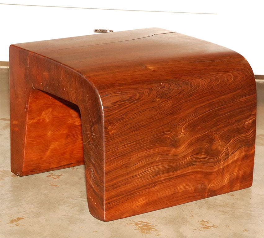 Redwood "U" Stool by CA sculptor Bruce Mitchell