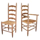 Set of 8 Ladder Back Dining Chairs