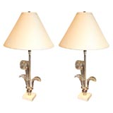 Pair of 1940's Crystal Plume Lamps