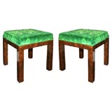 Faux Burlwood  Parsons Style Ottomans