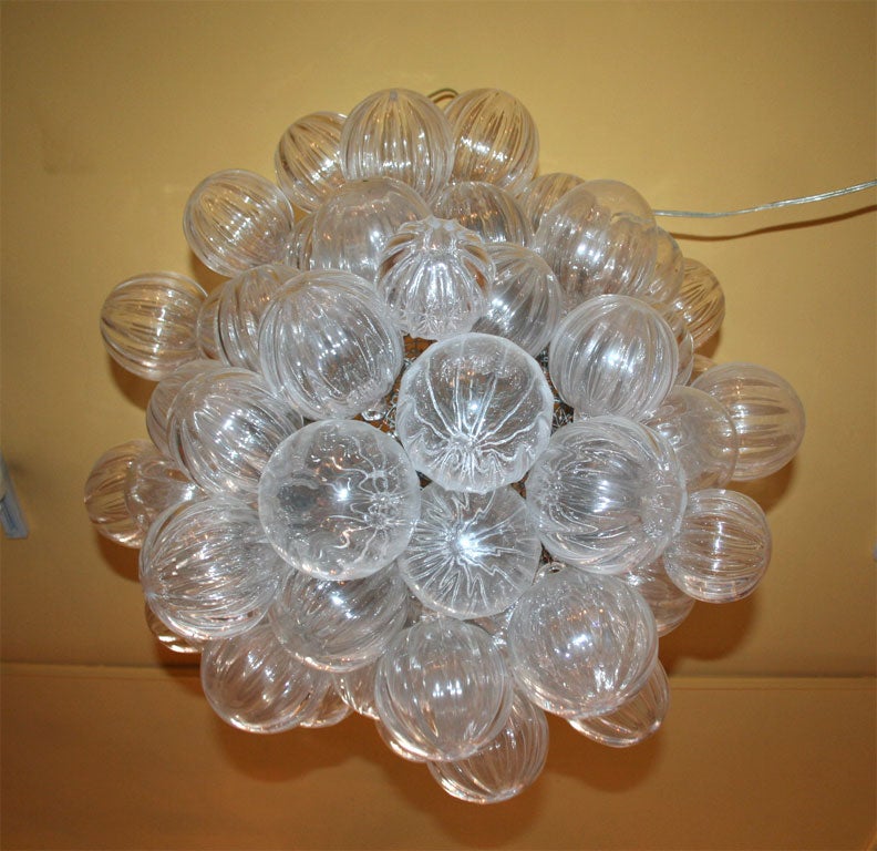Clear Handblown Glass Bubble Chandelier