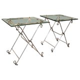 Pair of Polished Steel Campaign Tables