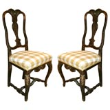 Antique Pair of Painted and Carved Wood Chairs