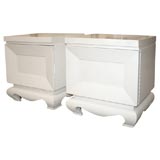 Pair of White Lacquered Bedside Tables
