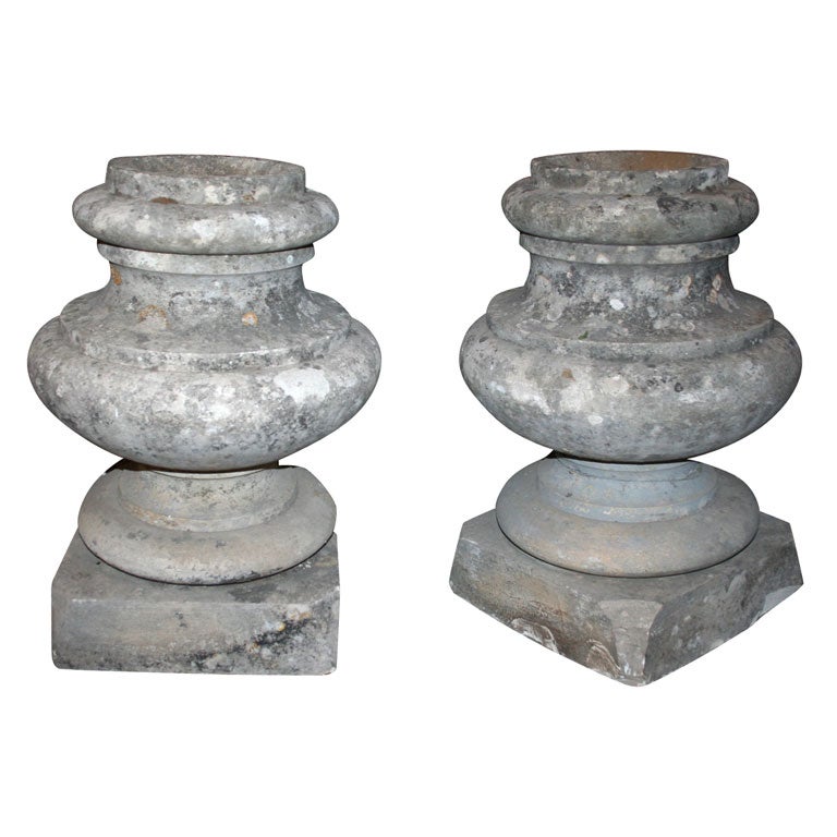 Pair of Turned Stone Finials For Sale at 1stDibs