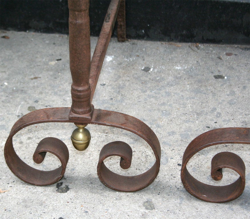 A Pair of Boldly Executed 19th c. French Steel Andirons 1