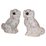 Antique Pair of Pink Lustre Staffordshire Dogs
