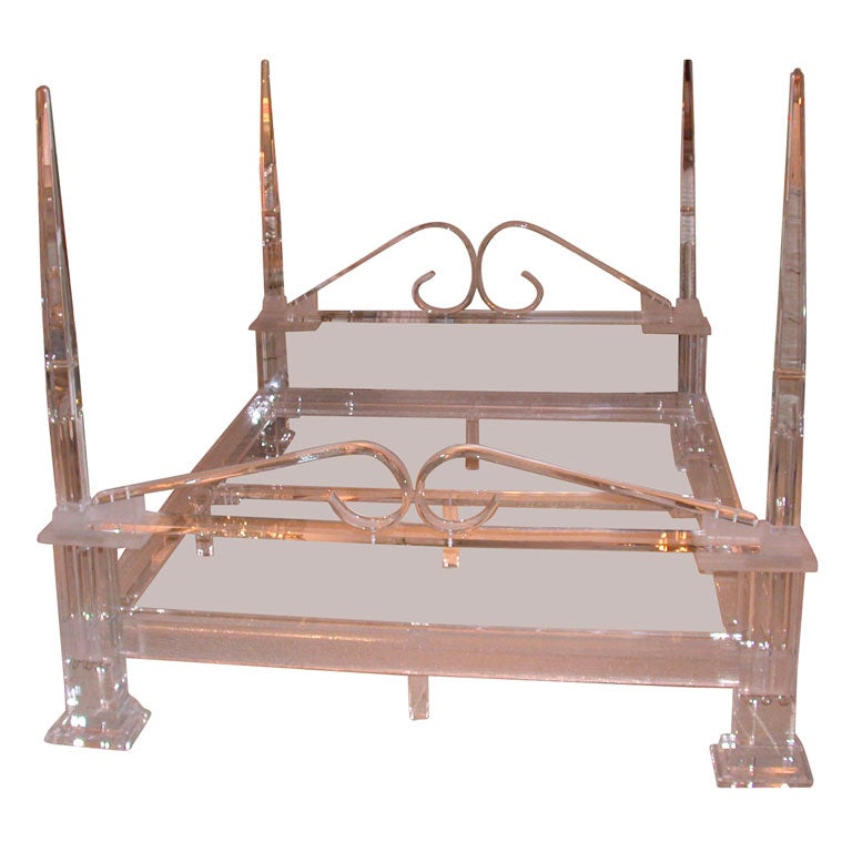 Spectacular Custom Made Lucite 4-Poster Bed