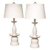 Monumental White Faience Table Lamps ala Tommi  Parzinger