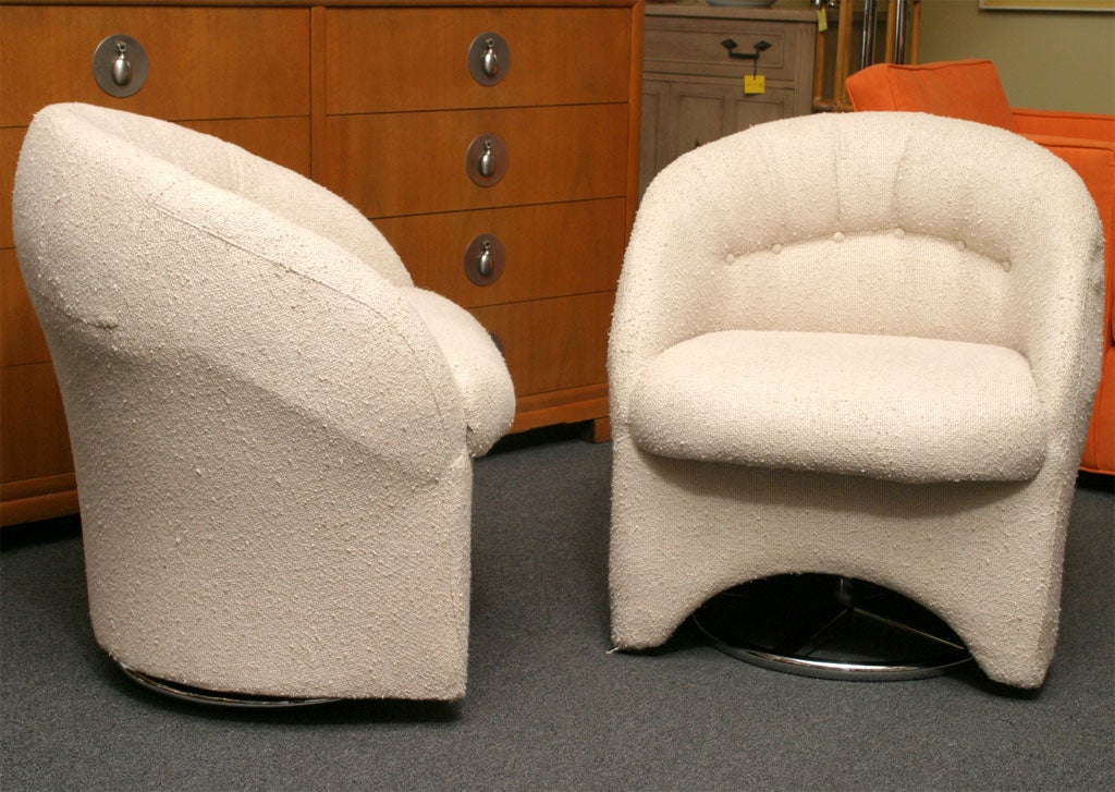 Late 20th Century Finnish Tub Chairs on Chrome Bases early '70s