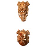 Pair of Chinese Bronze Masks