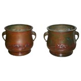 Pair of Japanese Patinated Bronze Cachepots