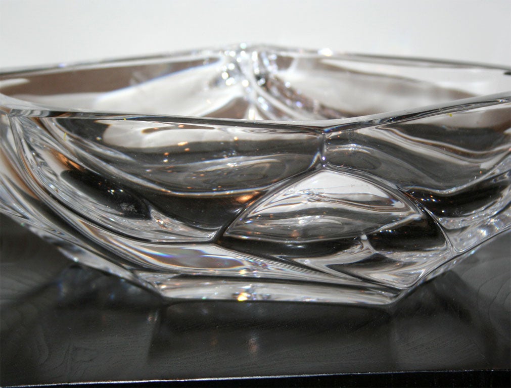French Signed Daum Crystal Fruit Bowl For Sale