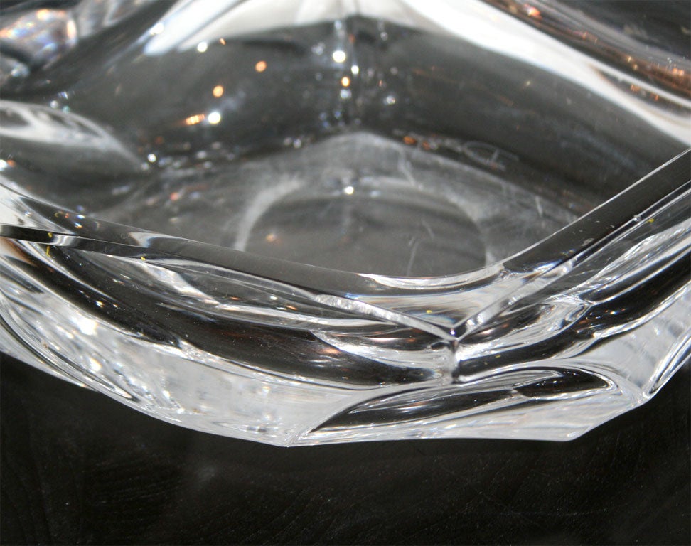 Mid-20th Century Signed Daum Crystal Fruit Bowl For Sale