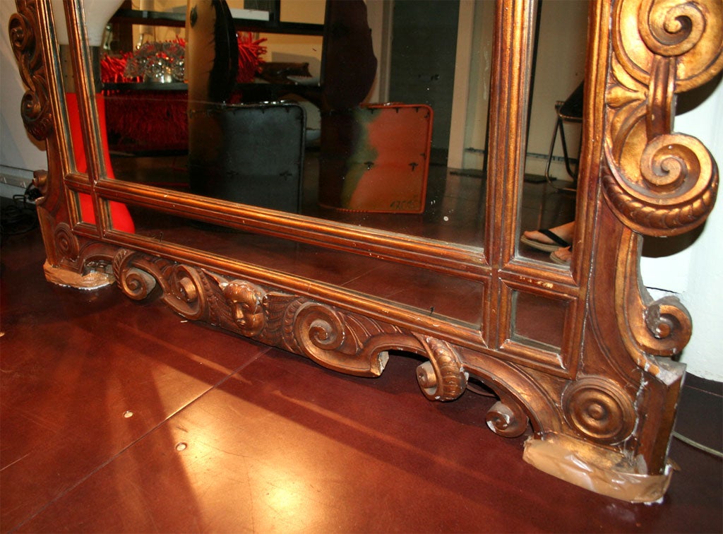 Bronze Gilded Italian Grand Mirror In Fair Condition For Sale In New York, NY