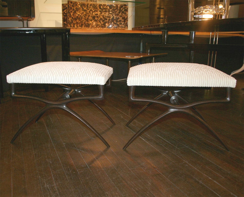 Elegant Benches w/ Organically Sculpted Solid Bronze Bases.<br />
<br />
Lead time: 12 to 15 weeks.<br />
<br />
C.O.M.: 2 yards total.