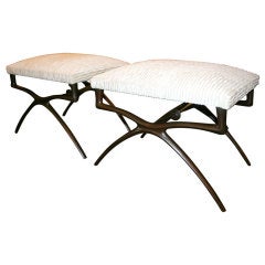 Pair Sculptural Benches by Alexandre Logé