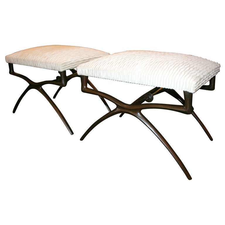 Pair Sculptural Benches by Alexandre Logé