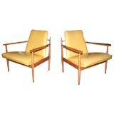 Pair of Walnut Lounge Chairs