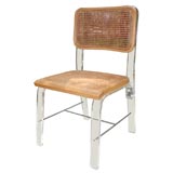 Vintage Set of Four Breuer Style Caned Lucite Chairs