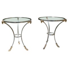 Brass and Stainless Steel Rams Head End Tables