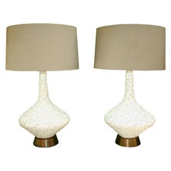 Pair of Plaster Feather Table Lamps