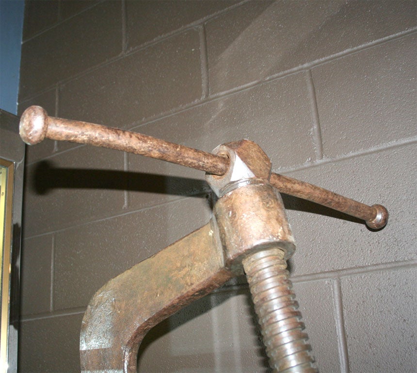Giant 19th Century Ship Builders C Clamp on Custom Stand For Sale at