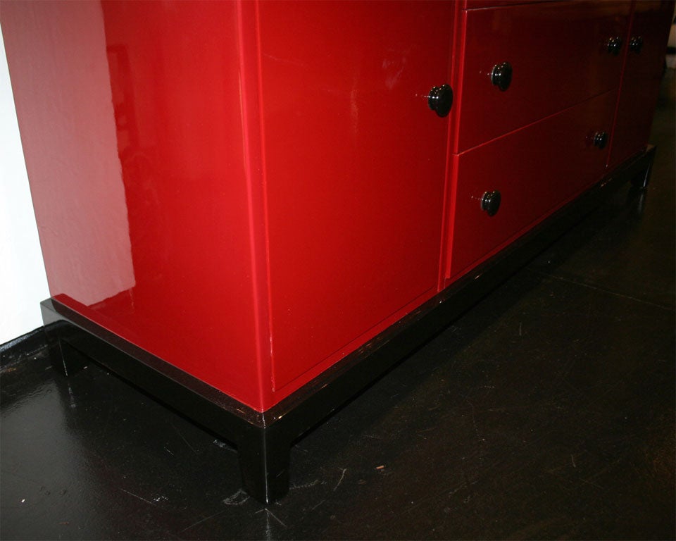 Wood Widdicomb Red Lacquered Credenza