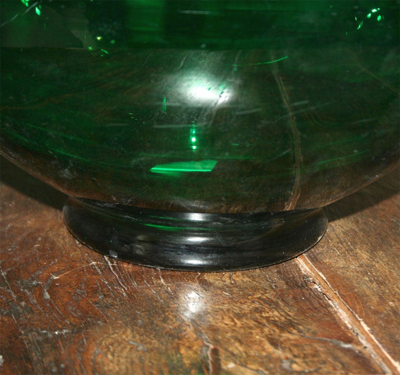 Mid-20th Century Green Glass Punch Bowl