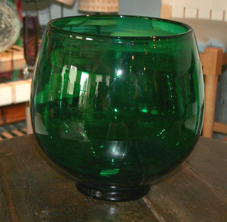 Green Glass Punch Bowl 1