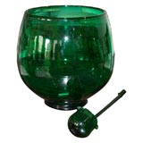 Vintage Green Glass Punch Bowl