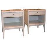 Pair of White Enamel 1-Drawer Nite Stands