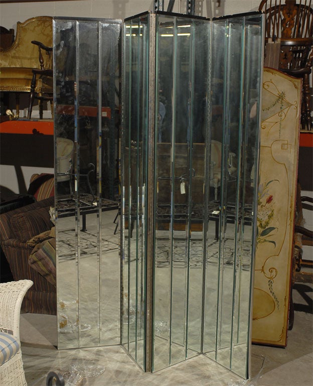 MID CENTURY BEVELED MIRRORED SCREEN