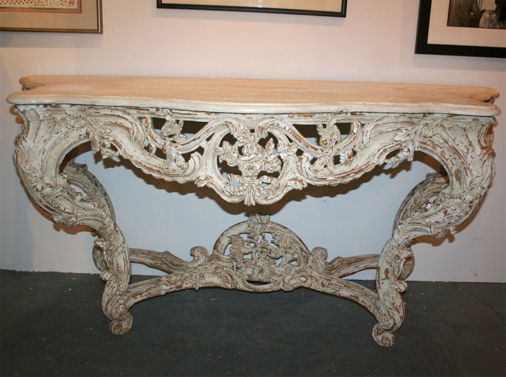 Luxurious carved wood console