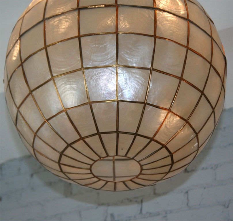 American Capiz Shell and Brass Globe Pendant