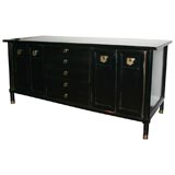 Asian Modern Black Lacquered Sideboard