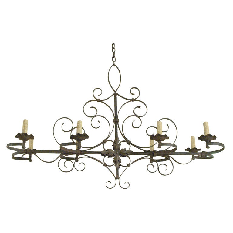 Eight Light Iron Chandelier
