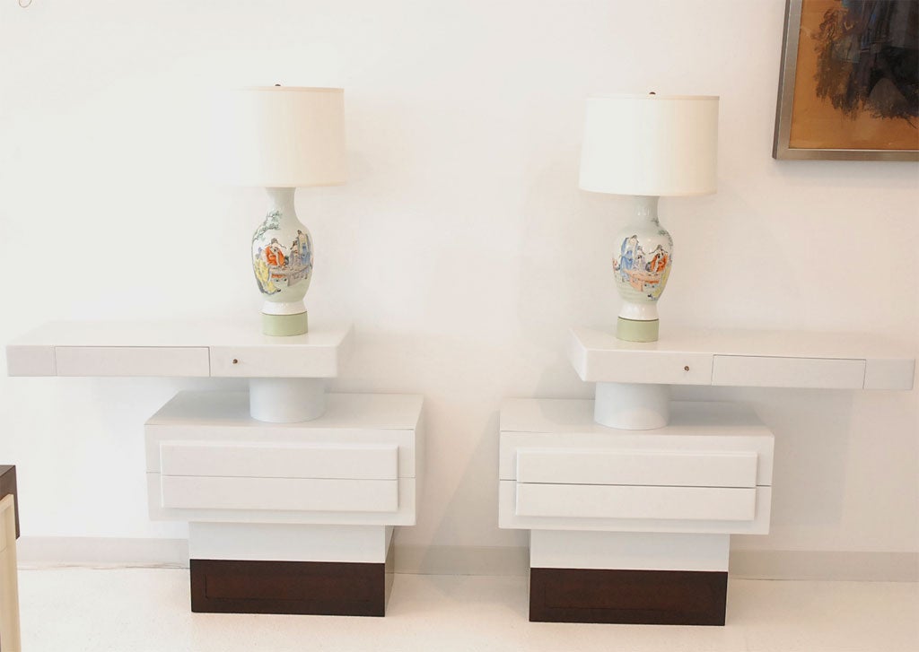 A Pair of Modulated Bedside Tables designed by William Haines