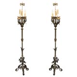 C. 1910 Hand Wrought Iron Floor Lamps