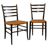 4 Gio Ponti chairs with black wood with cane seats